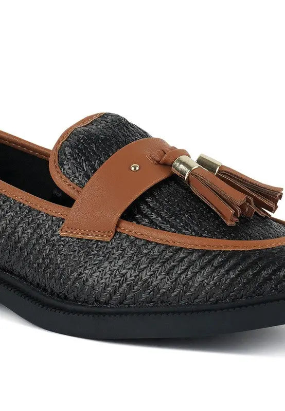 Foxford Tassle Detail Raffia Loafers - Pure Serenity DBA