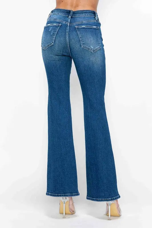 bytos Full Size High Rise Bootcut Jeans with Pockets Trendsi