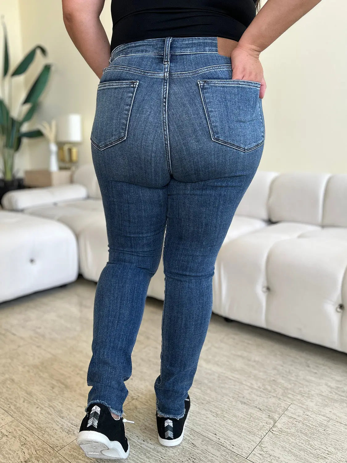 Judy Blue Full Size High Waist Distressed Skinny Jeans Trendsi