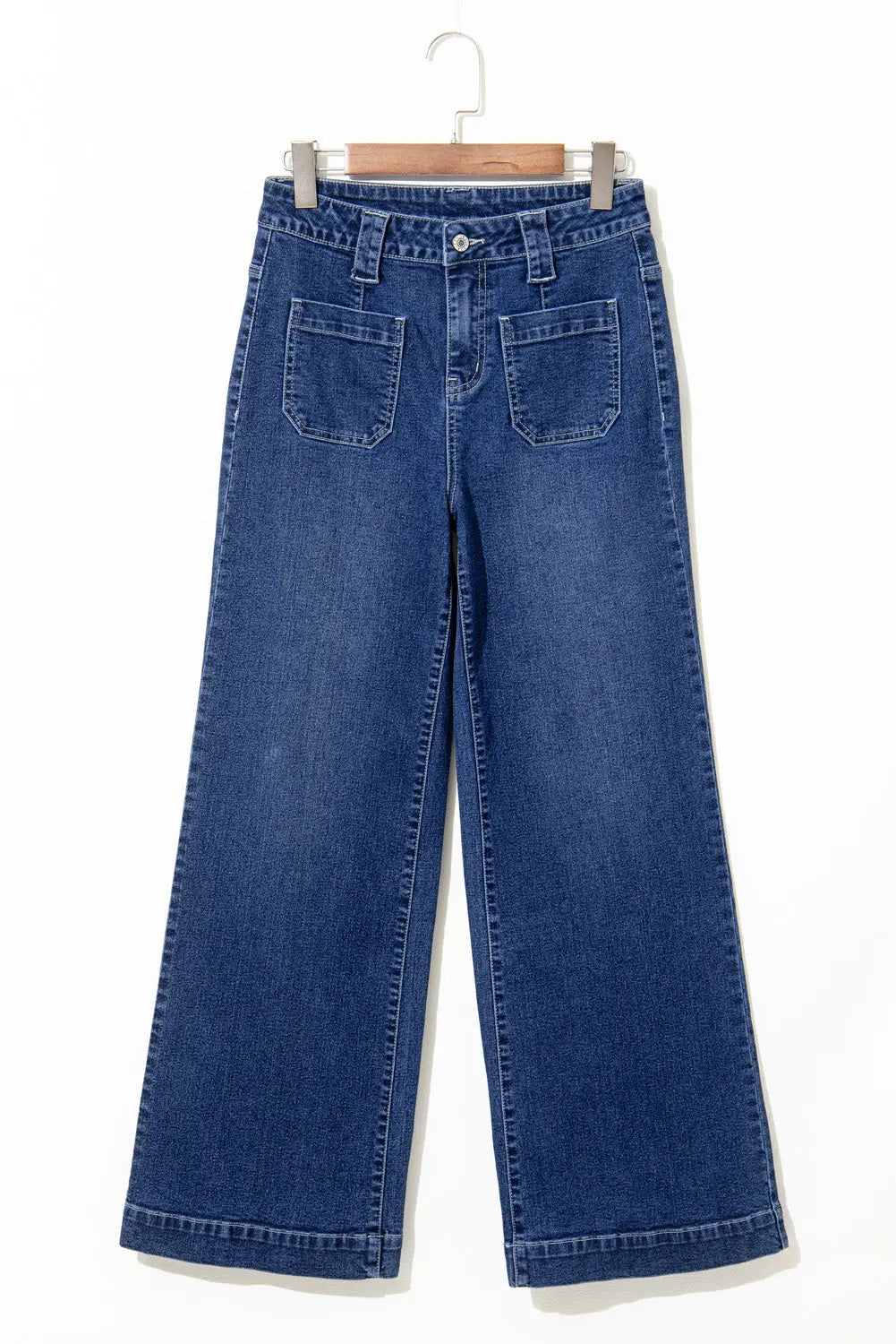 Sail Blue Wide Leg Pocketed High Waist Jeans - Pure Serenity DBA