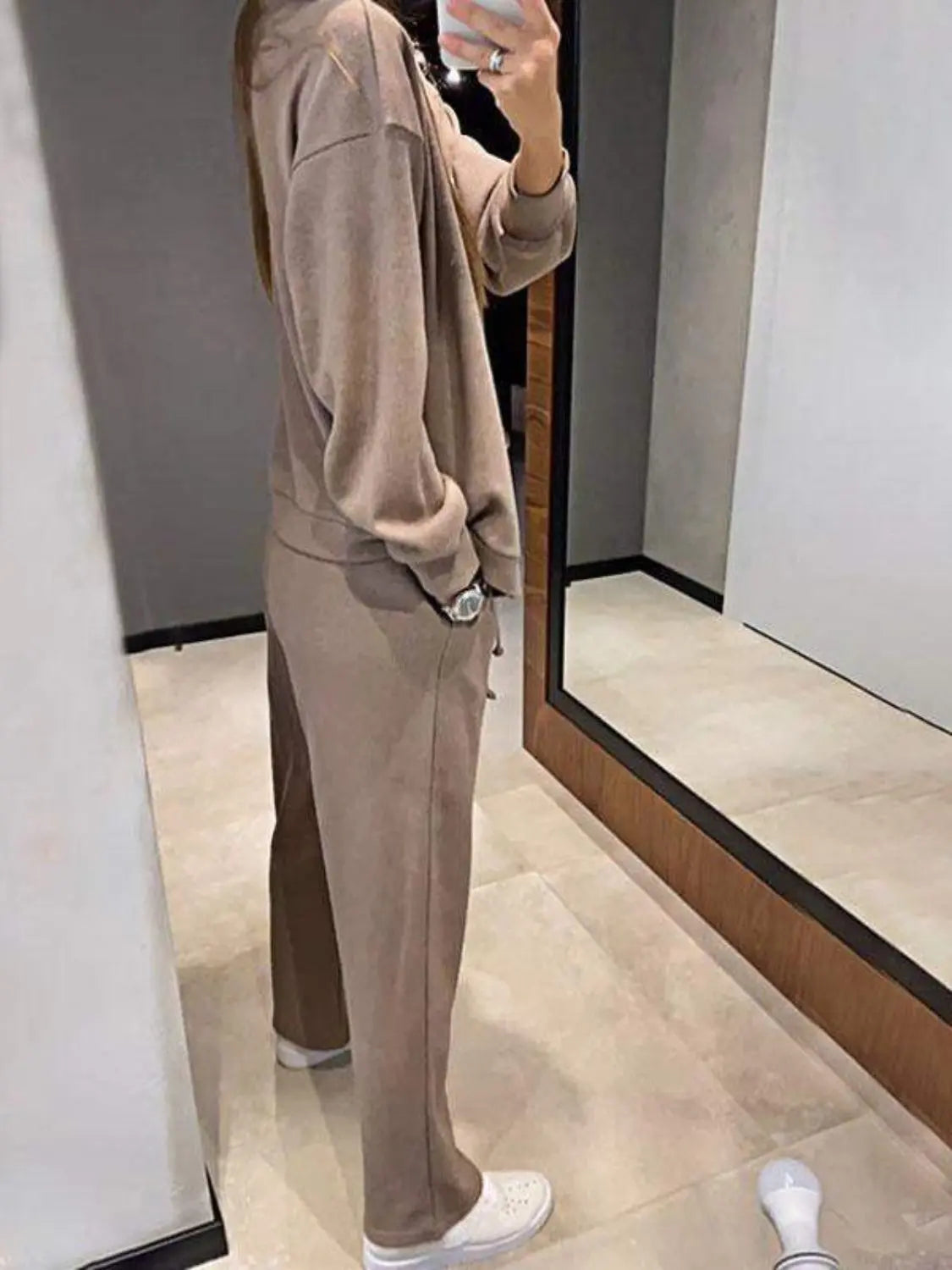 Full Size Button Up Long Sleeve Top and Pants Set Trendsi