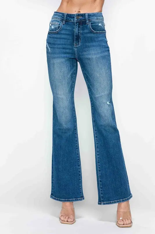 bytos Full Size High Rise Bootcut Jeans with Pockets Trendsi