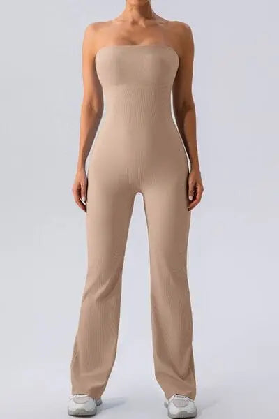 Trendsi Fitness Camel / S Sleeveless Straight Active Jumpsuit