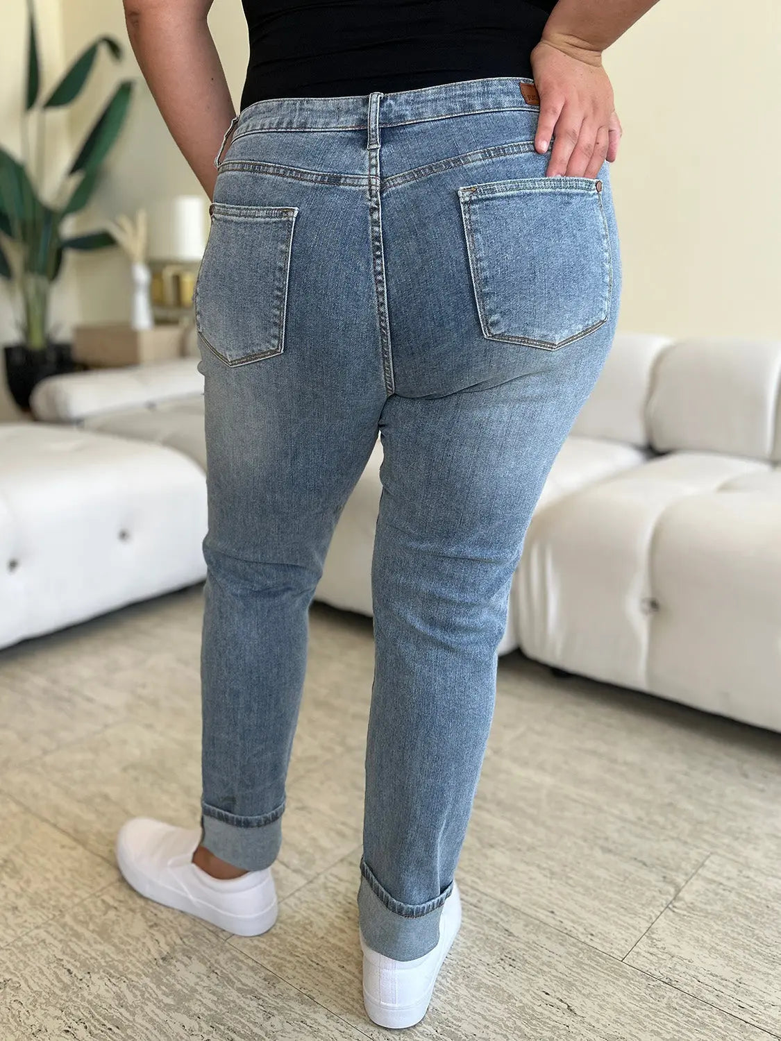 Judy Blue Full Size High Waist Cuff Hem Skinny Jeans Trendsi