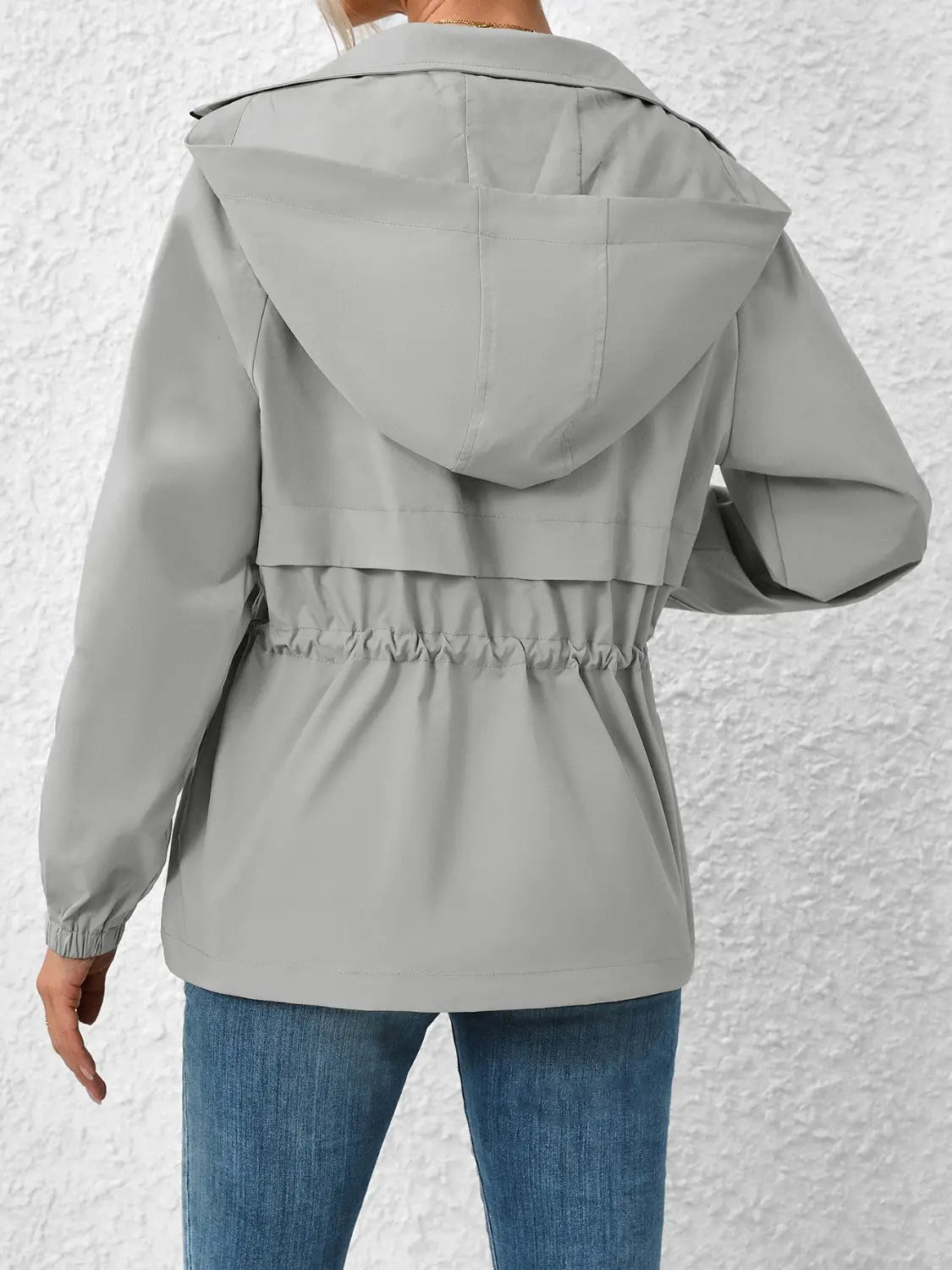 Ivy Lane Drawstring Zip Up Hooded Jacket Trendsi