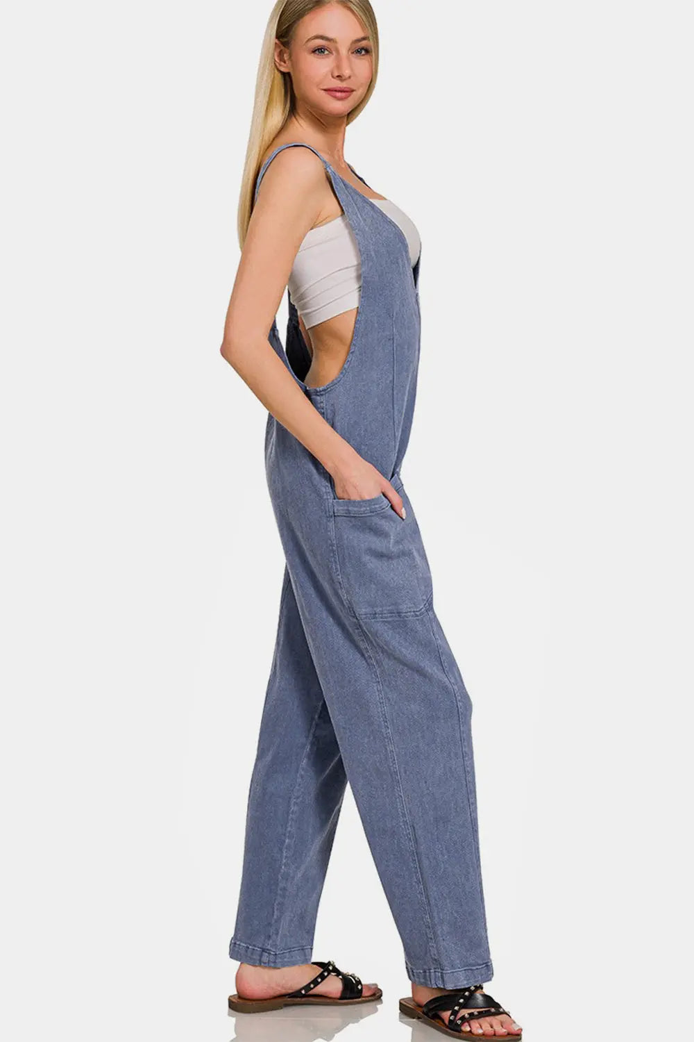 Zenana Pocketed Wide Strap Jumpsuit Trendsi