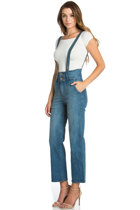 High Waist Flare Overall jean denim romper - Pure Serenity DBA