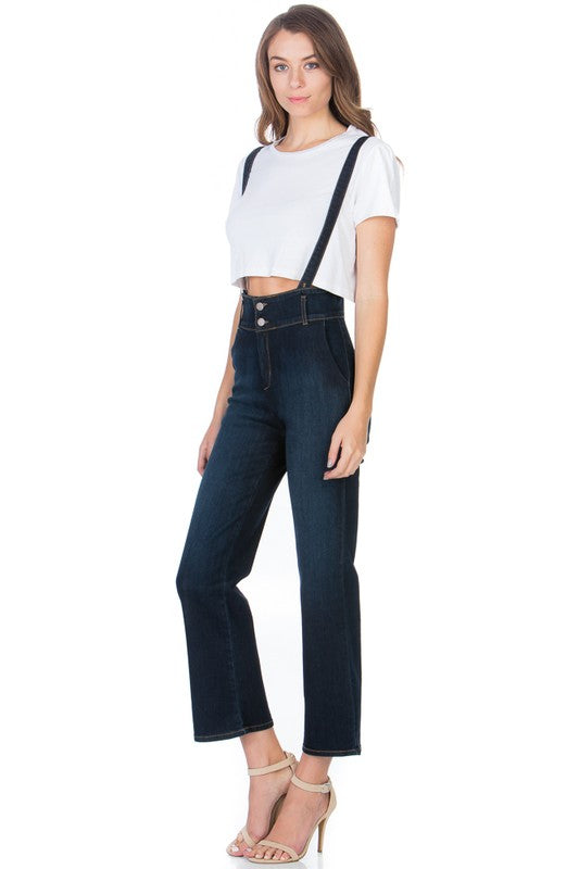 High Waist Flare Overall jean denim romper - Pure Serenity DBA