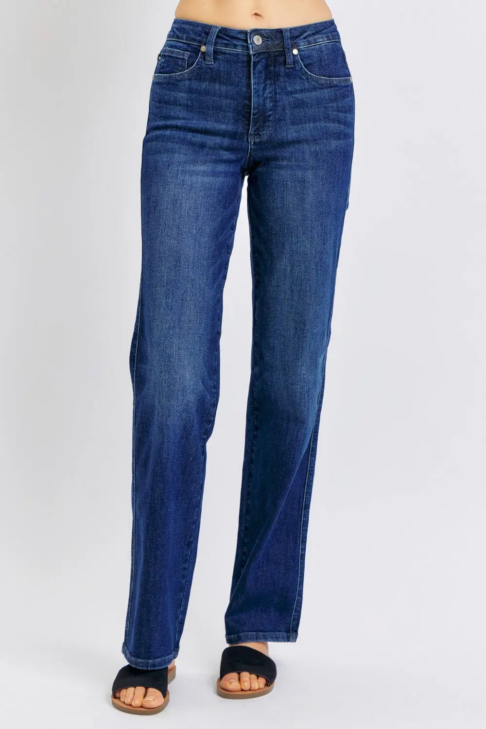Judy Blue Full Size High Waist Tummy Control Straight Jeans Trendsi