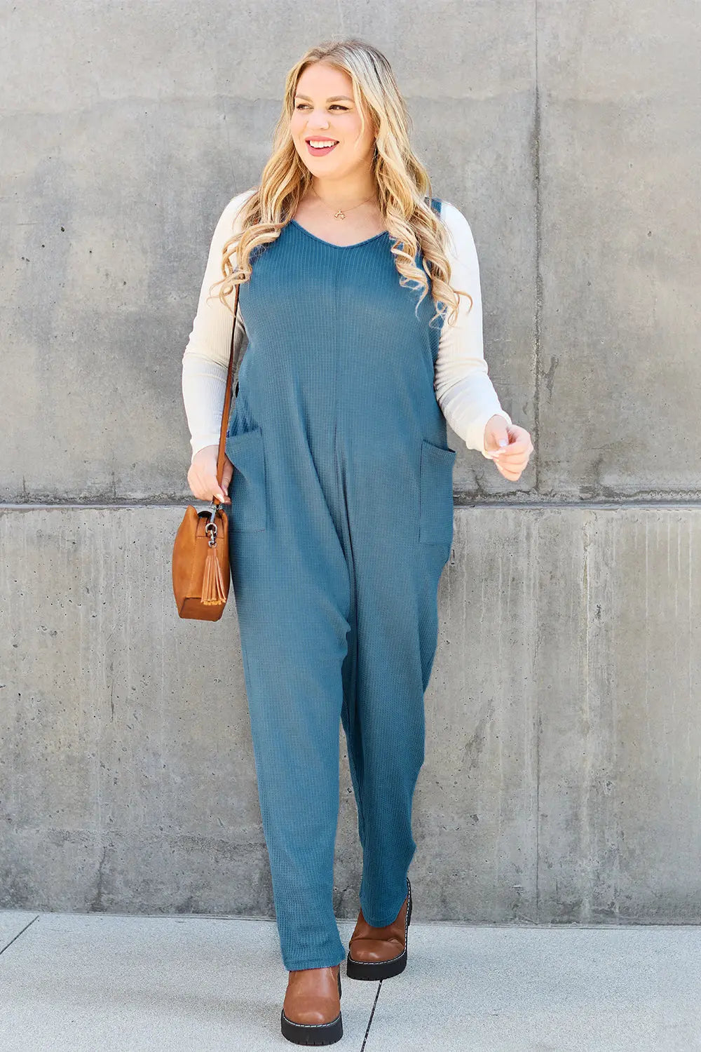 Double Take Full Size Sleeveless Straight Jumpsuit Trendsi