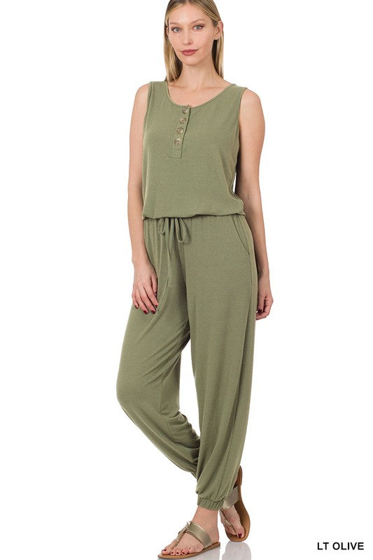 Sleeveless Jogger Jumpsuit - Pure Serenity DBA