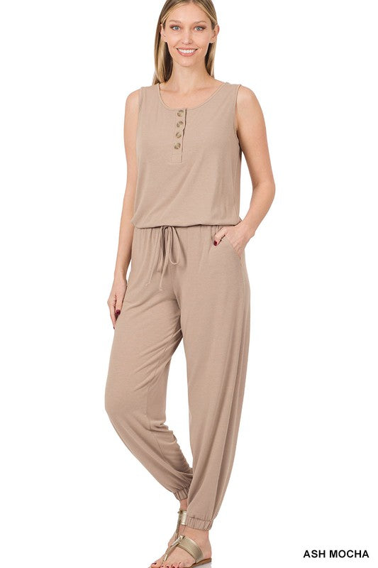 Sleeveless Jogger Jumpsuit - Pure Serenity DBA