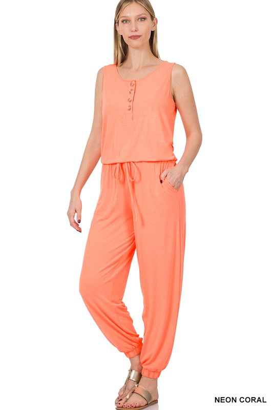 Sleeveless Jogger Jumpsuit - Pure Serenity DBA