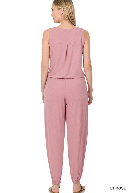 Sleeveless Jogger Jumpsuit - Pure Serenity DBA