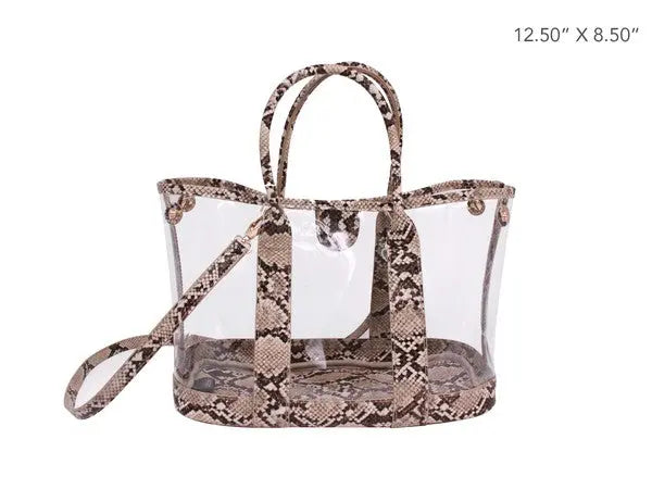 SNAKE TRIM CLEAR BAG Bella Chic