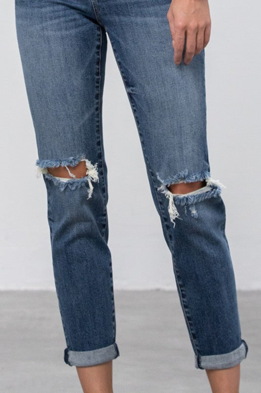 Ripped Boyfriend Jeans - Pure Serenity DBA