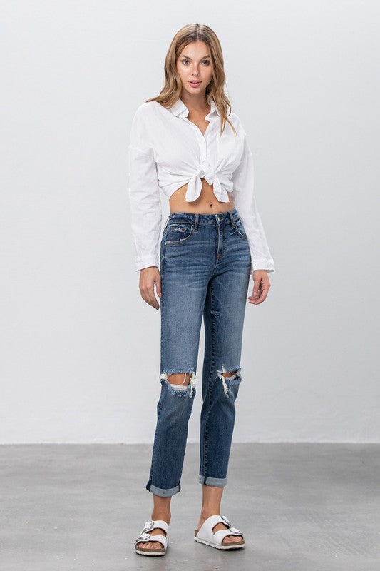 Ripped Boyfriend Jeans - Pure Serenity DBA