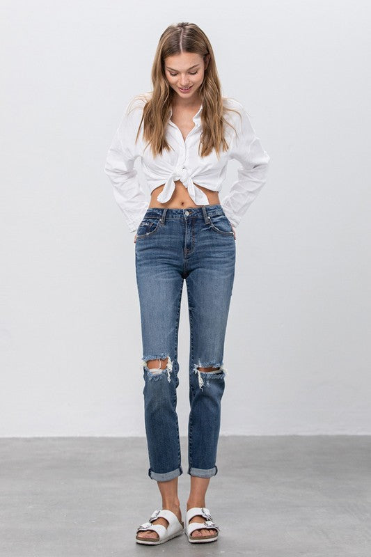 Ripped Boyfriend Jeans - Pure Serenity DBA