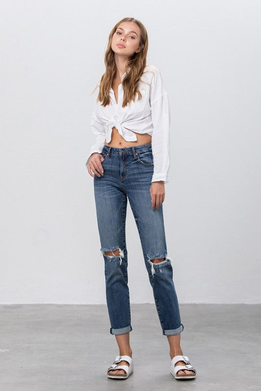 Ripped Boyfriend Jeans - Pure Serenity DBA