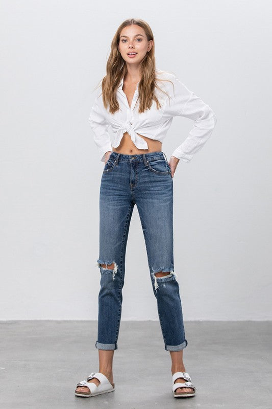 Ripped Boyfriend Jeans - Pure Serenity DBA