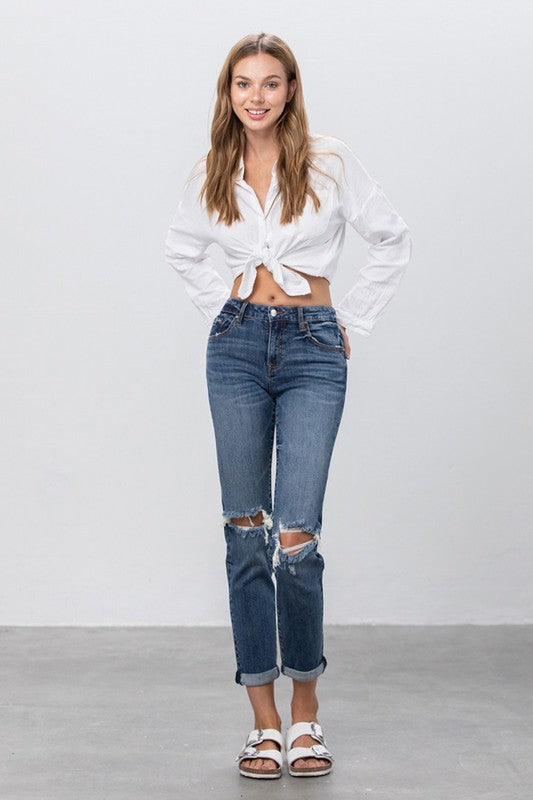 Ripped Boyfriend Jeans - Pure Serenity DBA