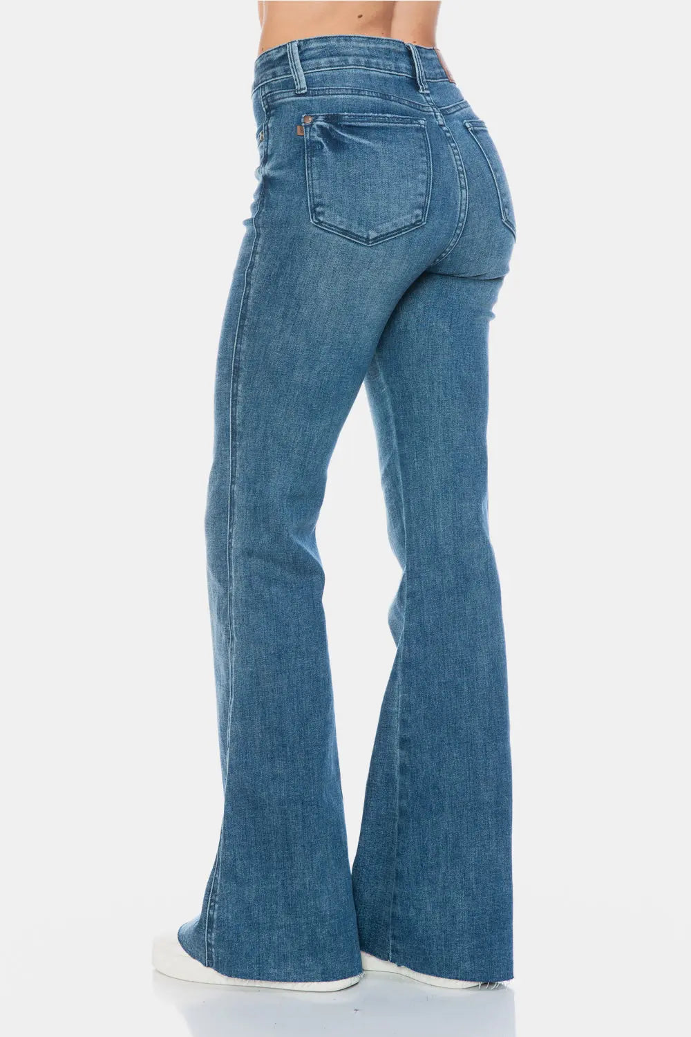 Judy Blue Full Size Tummy Control Cut Hem Flare Jeans Trendsi