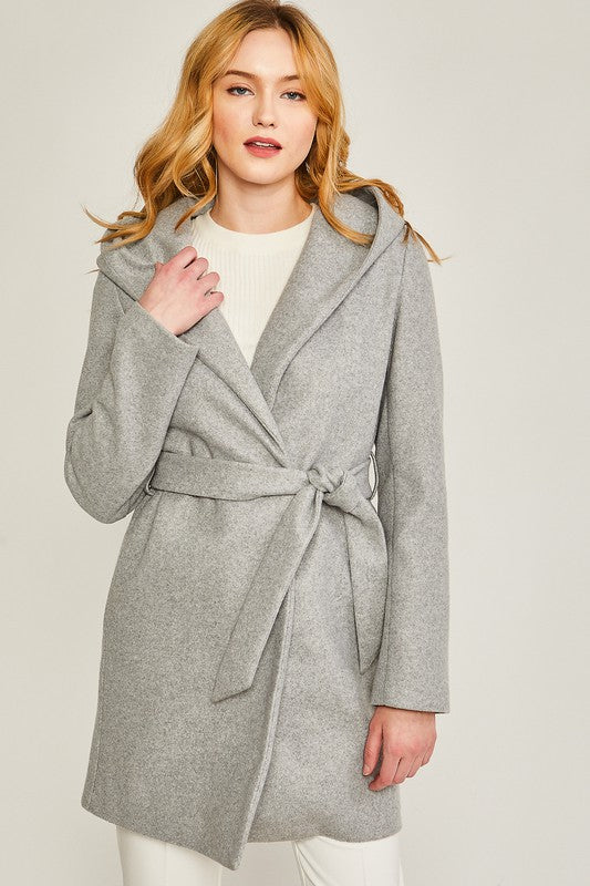 JQ Fleece Belted Hoodie Coat - Pure Serenity DBA