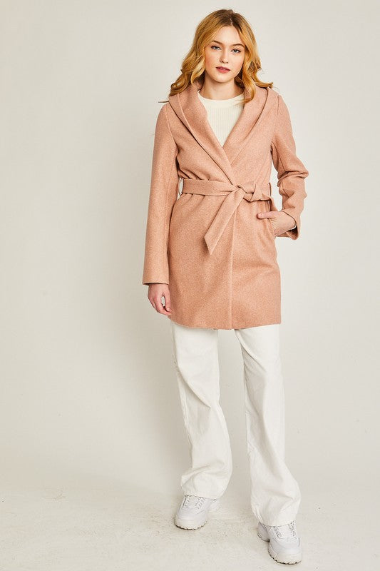 JQ Fleece Belted Hoodie Coat - Pure Serenity DBA