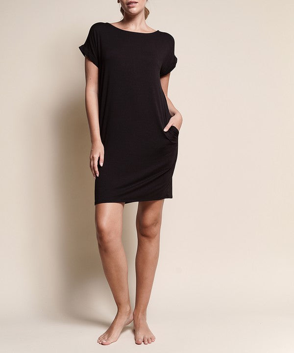 BAMBOO CROP DRESS WITH POCKETS - Pure Serenity DBA