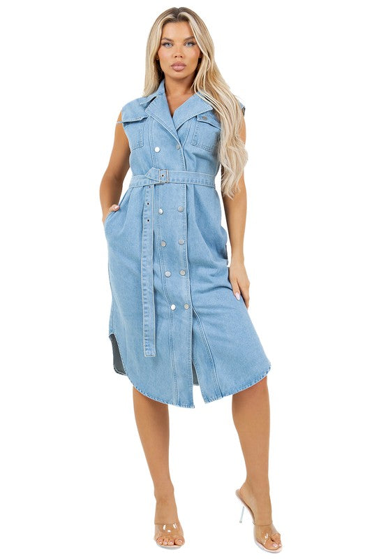 WOMEN SEXY DENIM VEST DRESS - Pure Serenity DBA