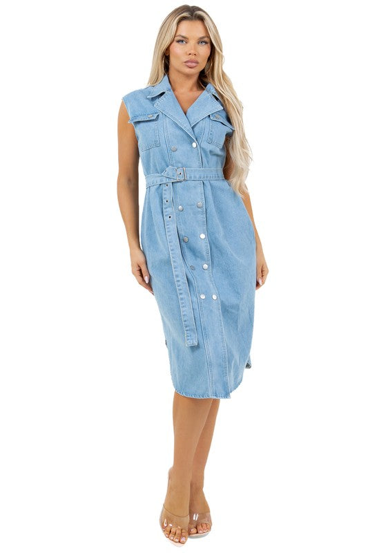 WOMEN SEXY DENIM VEST DRESS - Pure Serenity DBA