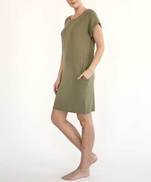 BAMBOO CROP DRESS WITH POCKETS - Pure Serenity DBA