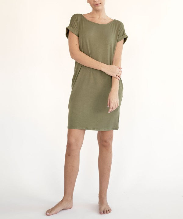 BAMBOO CROP DRESS WITH POCKETS - Pure Serenity DBA