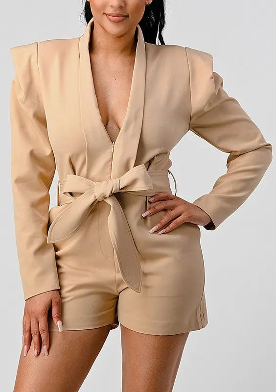 Business casual blazer romper with belt Athina