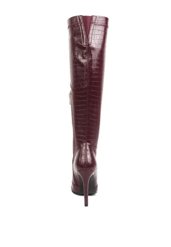 Wheedle Croc High Heeled Calf Boots Rag Company