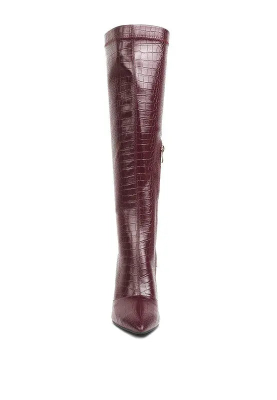 Wheedle Croc High Heeled Calf Boots Rag Company