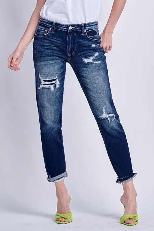 MID RISE STRETCH BOYFRIEND WITH PATCH JEANS Artemis Vintage