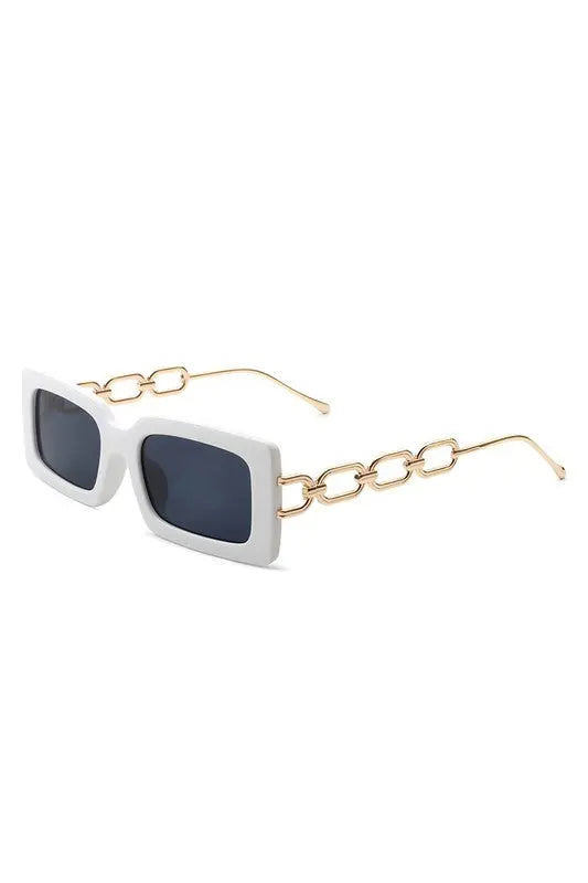 Square Flat Top Chain Link Design Sunglasses Cramilo Eyewear
