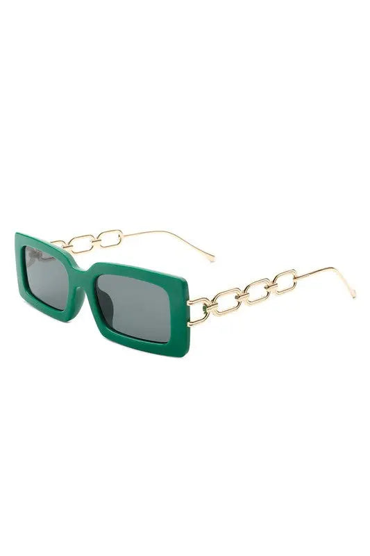 Square Flat Top Chain Link Design Sunglasses Cramilo Eyewear