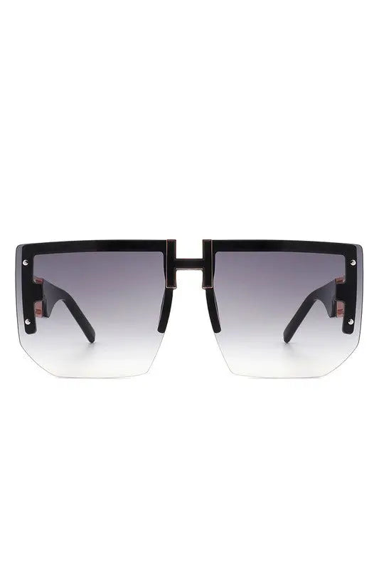 Square Oversize Flat Top Half Frame Sunglasses Cramilo Eyewear