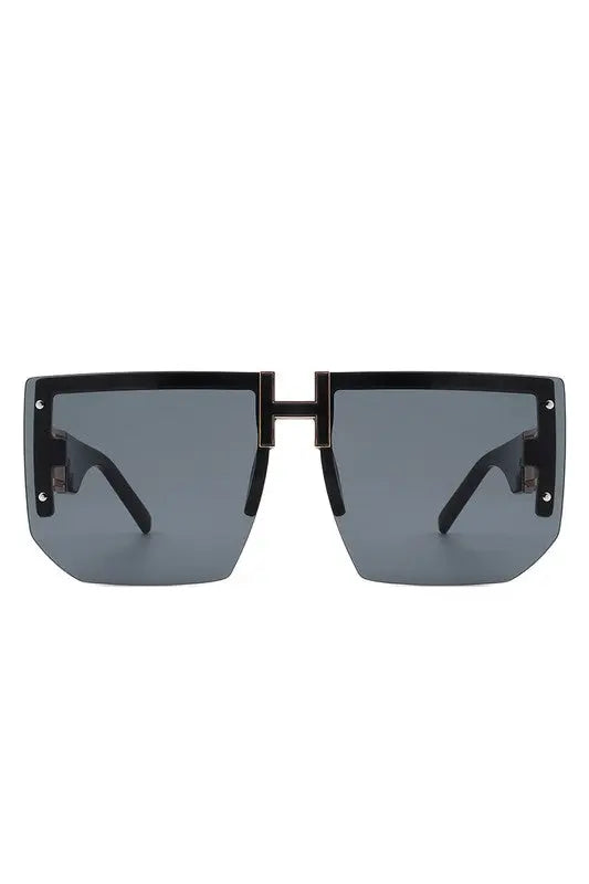 Square Oversize Flat Top Half Frame Sunglasses Cramilo Eyewear