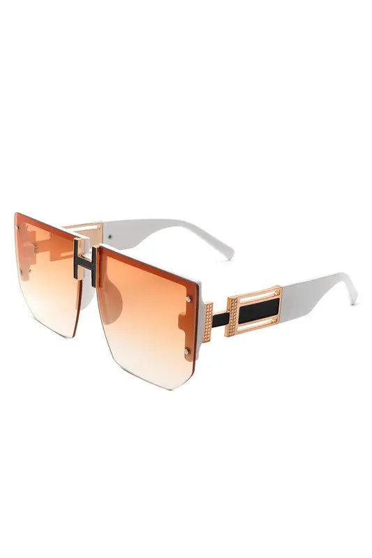 Square Oversize Flat Top Half Frame Sunglasses Cramilo Eyewear