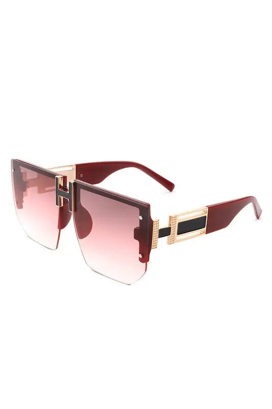 Square Oversize Flat Top Half Frame Sunglasses Cramilo Eyewear