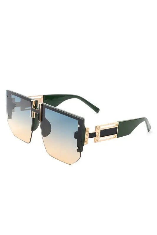 Square Oversize Flat Top Half Frame Sunglasses Cramilo Eyewear