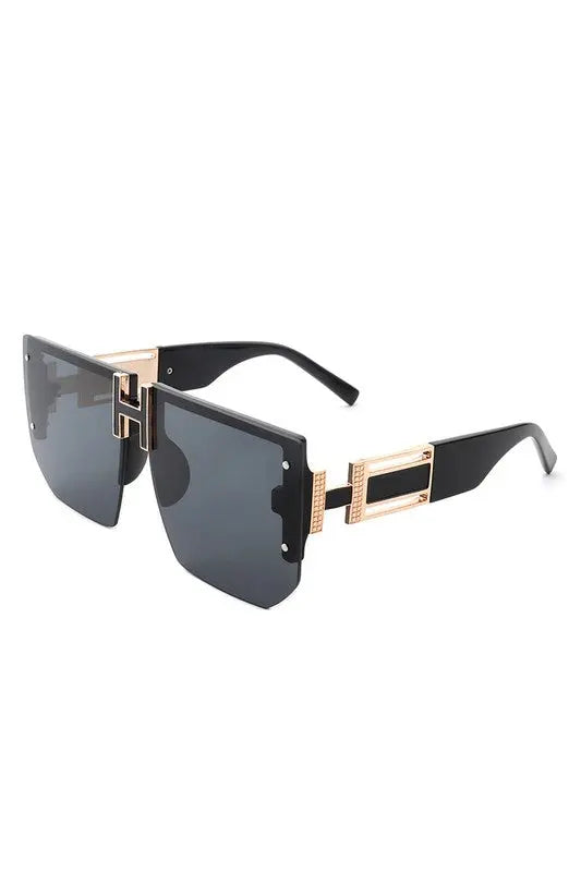 Square Oversize Flat Top Half Frame Sunglasses Cramilo Eyewear