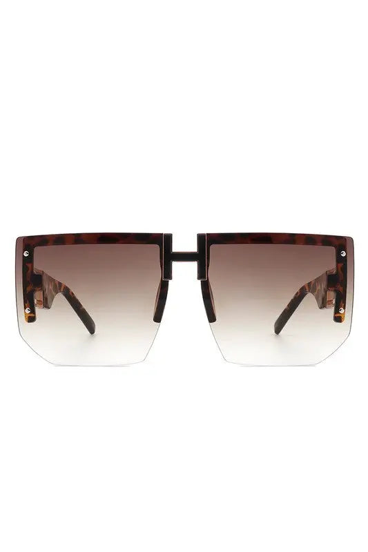 Square Oversize Flat Top Half Frame Sunglasses Cramilo Eyewear