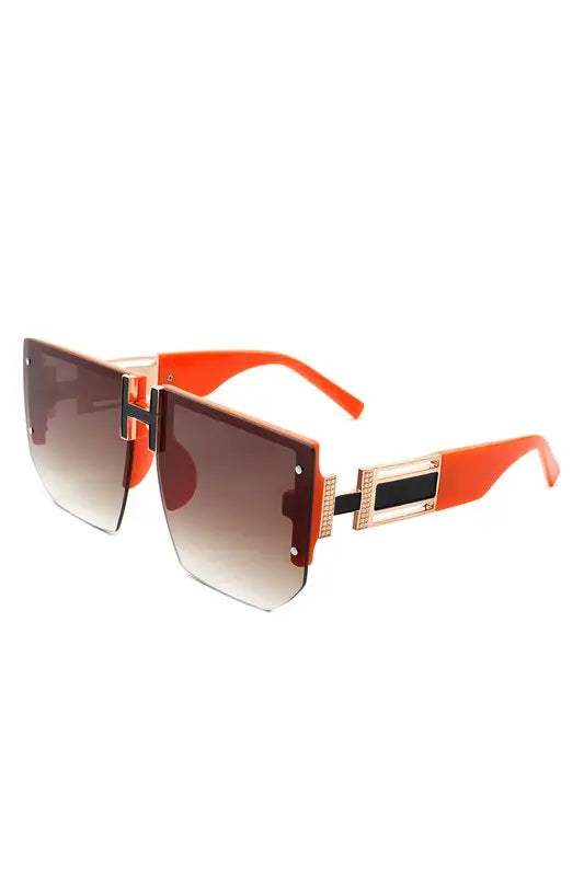 Square Oversize Flat Top Half Frame Sunglasses Cramilo Eyewear