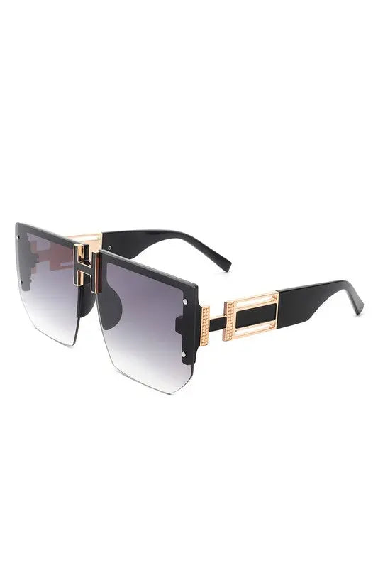 Square Oversize Flat Top Half Frame Sunglasses Cramilo Eyewear