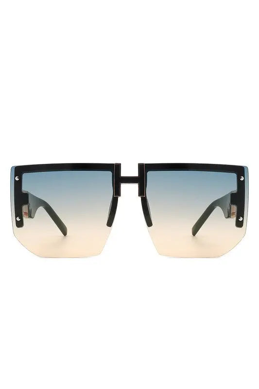 Square Oversize Flat Top Half Frame Sunglasses Cramilo Eyewear