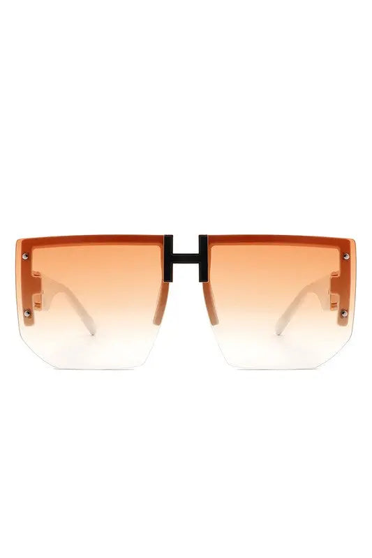 Square Oversize Flat Top Half Frame Sunglasses Cramilo Eyewear